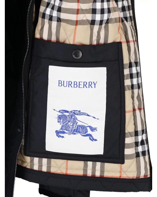 Burberry Blue Quilted Coat Contrast Collar Lightweight Design for men