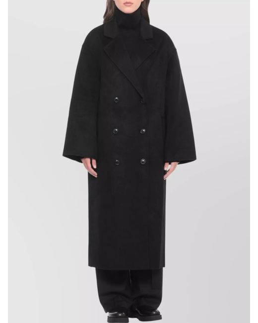 Loulou de Saison Black Cashmere Oversized Double-Breasted Coat