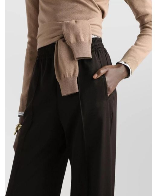 Dolce & Gabbana Black Virgin Wool Ribbed Wide-Leg Trousers