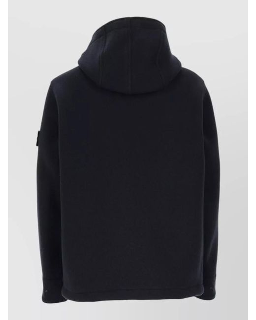 Stone Island Blue Cashmere Wool Duffle Coat for men