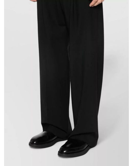 Emporio Armani Black Wool Wide-Leg Trousers for men