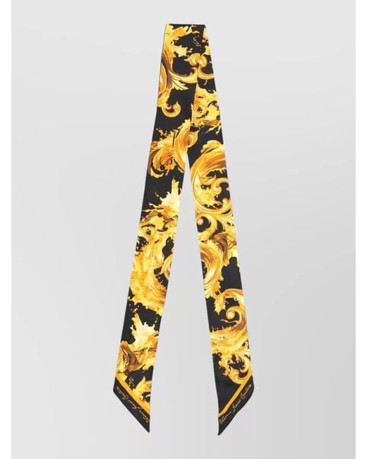 Versace Jeans Couture Metallic Baroque Silk Rectangular Scarf Lightweight Design