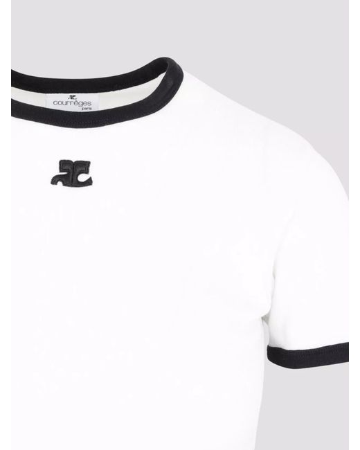 Courreges White Cotton Slim-Fit Logo-Print T-Shirt
