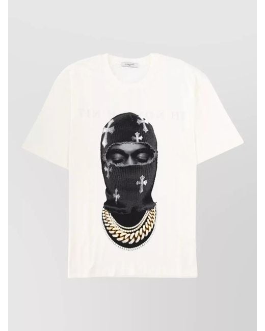 Ih Nom Uh Nit White Mask Crosses Relaxed Fit Crew Neck T-Shirt for men