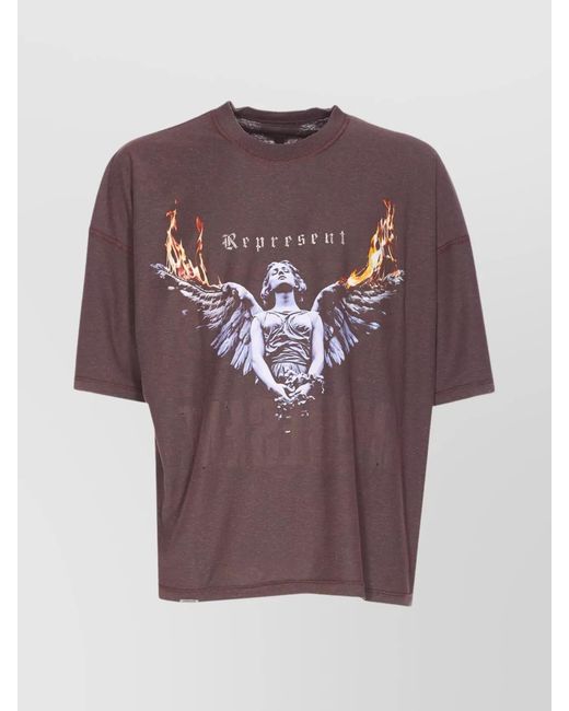 Represent Purple Organic Cotton And Hemp Printed Short-Sleeve T-Shirt for men