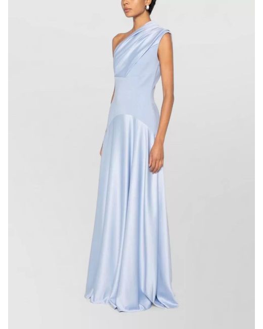 Solace London Blue Gabriela One Shoulder Draped Maxi Dress