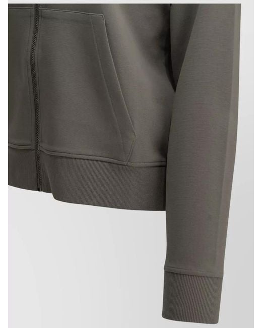 Max Mara Gray Cotton Jersey Hooded Sweatshirt Front Pockets