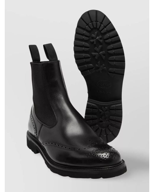 Tricker's Black Leather Brogue Country Boots for men