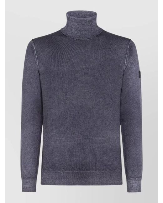 Peuterey Blue Turtleneck Sweater Long Sleeves Arm Patch for men