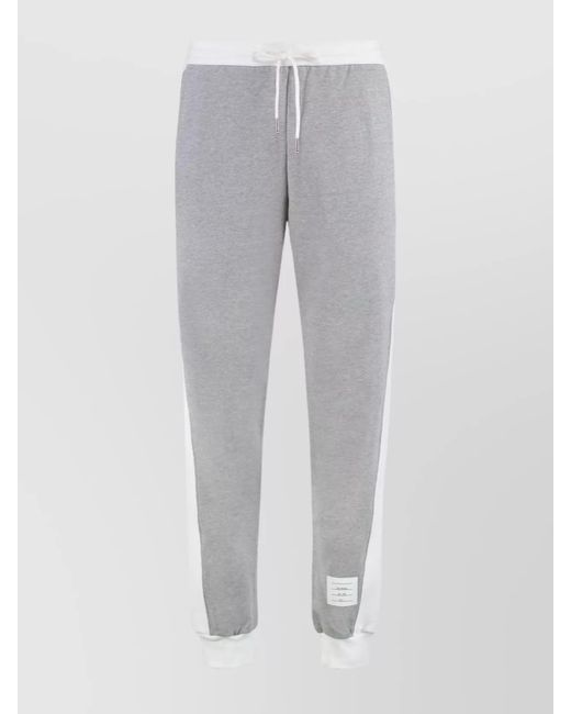 Thom Browne Gray Cotton Track-Pants Featuring Tricolor Detail for men