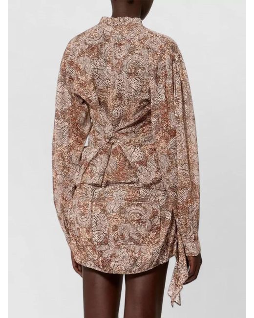 Isabel Marant Natural Celeny Blouse Long Sleeves Peplum Print
