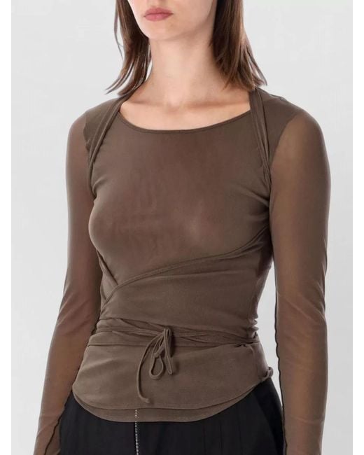 Lemaire Black Mesh Wrap Long Sleeve Top