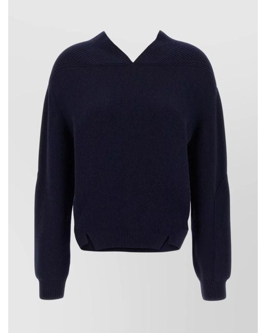 Victoria Beckham Blue Cashmere Wool V-Neck Jumper