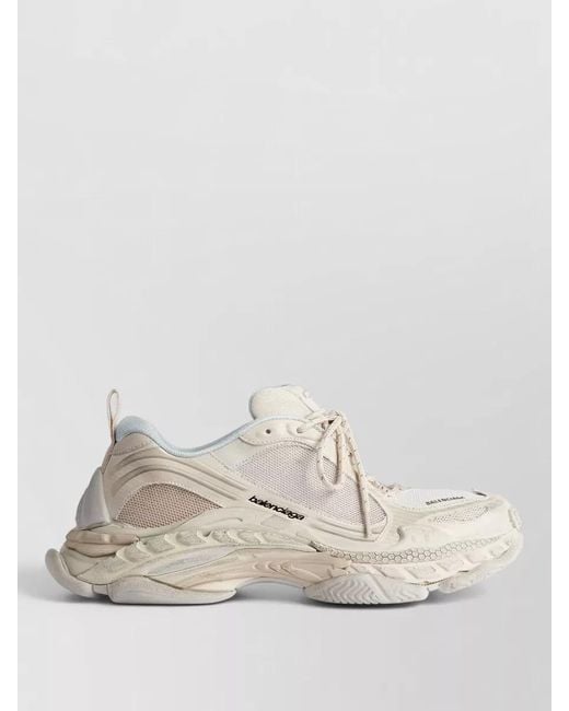 Balenciaga Natural Triple S Mesh Sneakers Chunky Sole