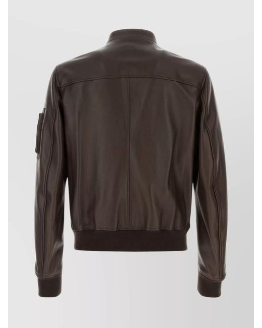Dolce & Gabbana Gray Lamb Leather Jacket for men