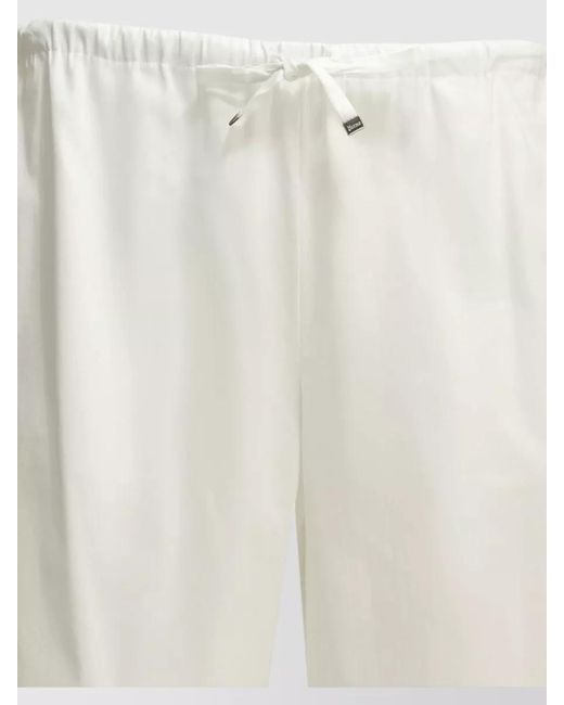Herno White Cotton Wide Leg Lightweight Trousers