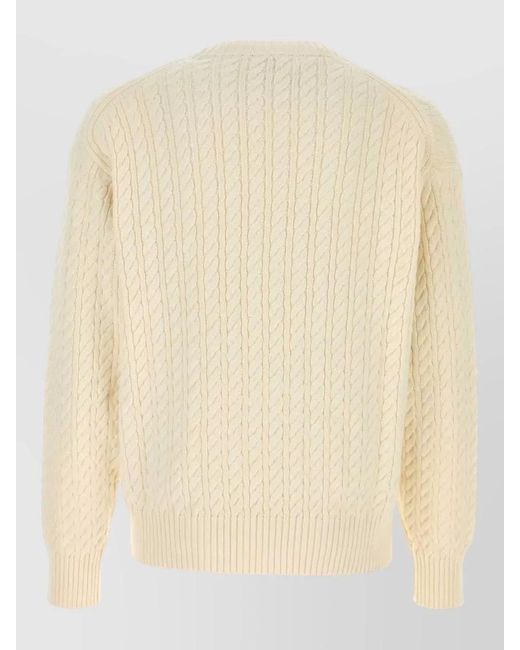 KENZO Natural Cotton Blend Sweater Cable Knit Pattern for men