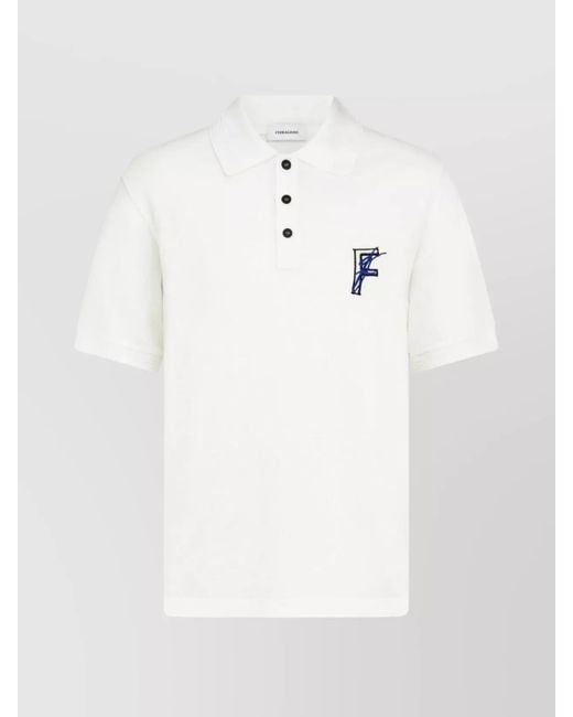 Ferragamo White Cotton Piqué Polo Shirt for men