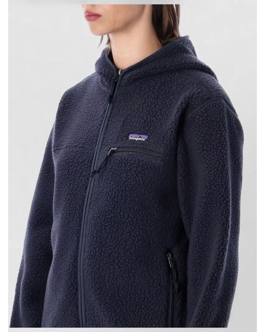 Patagonia Blue Recycled Fleece Hooded Zip-Up Coat