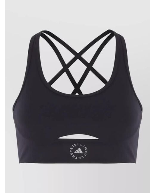 Adidas By Stella McCartney Blue Studio Sports Bra Cross Back Straps Cutout