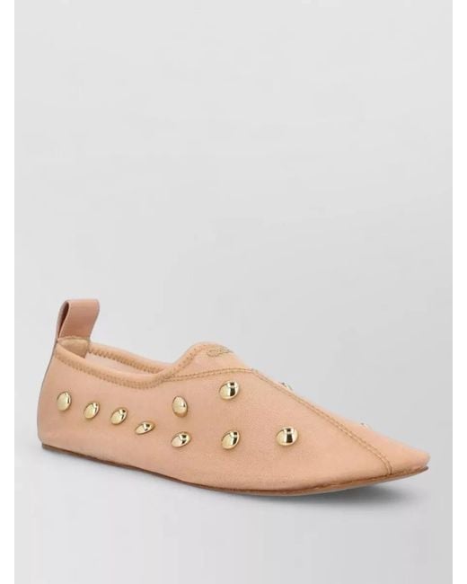 Chloé Pink Mesh Studded Ballerina Shoes