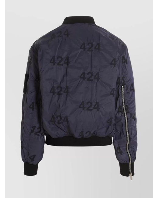 424 Blue Reversible Logo Bomber Jacket for men