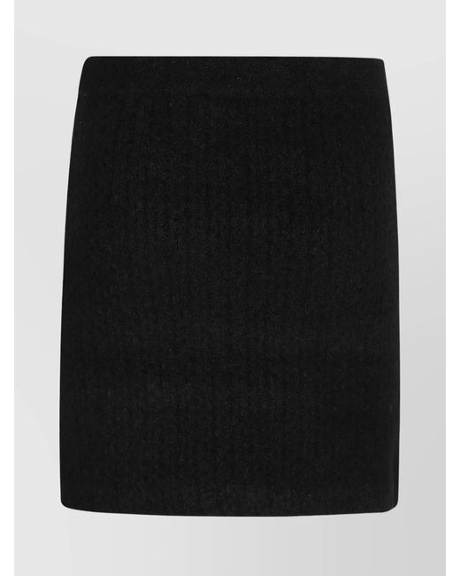 Self-Portrait Black Alpaca Slim-Fit Knitted Mini Skirt