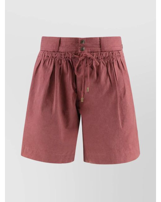 Isabel Marant Red Cotton Shorts Featuring Button Detailing