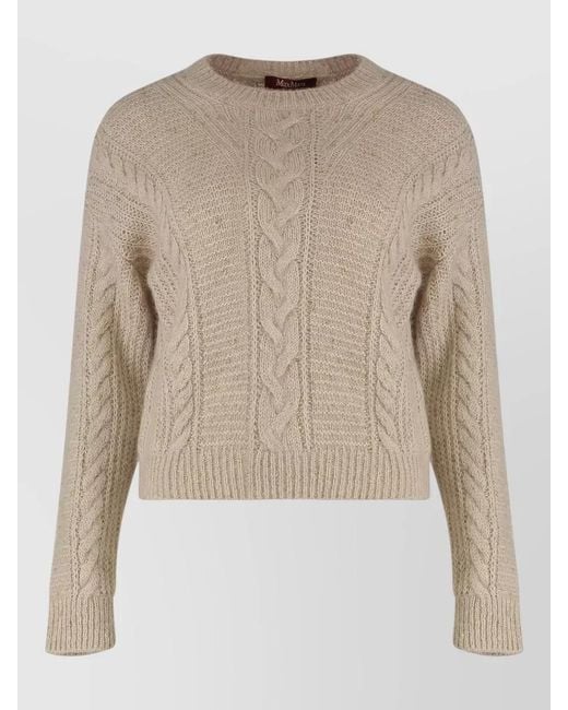 Max Mara Natural Cropped Alpaca Blend Boxy Knit Sweater