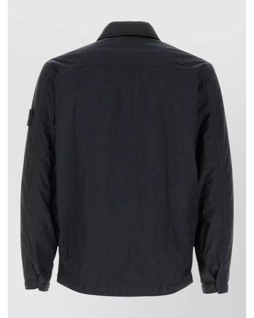 Stone Island Blue Nylon Padded Overshirt for men