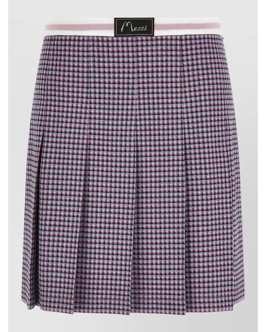 Marni Purple Houndstooth Pleated Skirt
