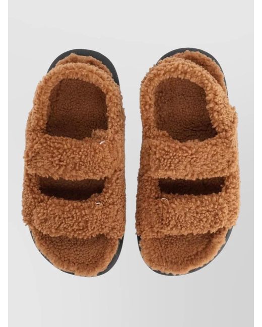 Moon Boot Brown Shearling Sandals for men