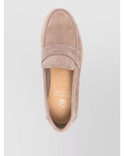 Brunello Cucinelli Pink Leather Loafers for men