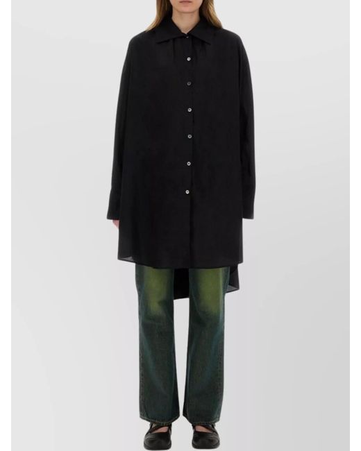 Our Legacy Black Cotton Loose-Fit Knee-Length Dress