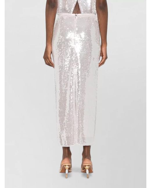 Forte_forte White Sequin Midi Dress Spaghetti Straps Slit