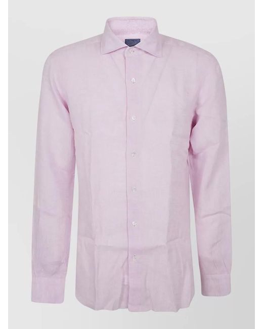 Barba Napoli Pink Shirt Button Down Collar Long Sleeves for men