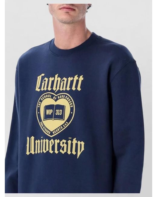 Carhartt Blue Campus Cotton Crewneck Sweatshirt Long Sleeves for men