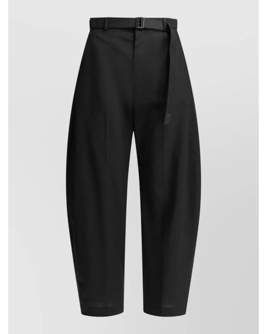Sacai Black Wool Tailored Pants Wide Leg Pleated