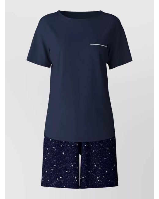 Calida Blue Short Pyjama Set Star Pattern
