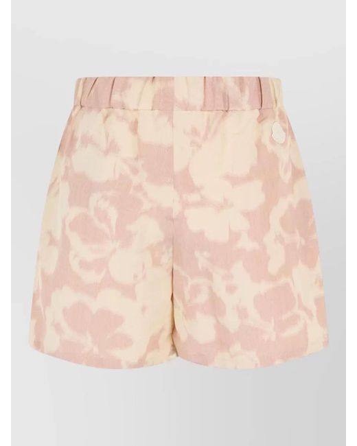 Moncler Pink Floral-Print Knee-Length Shorts