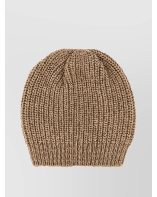 Brunello Cucinelli Natural Soft Ribbed Knit Cap