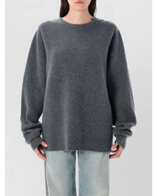 Extreme Cashmere Gray Cashmere Ribbed Sweater Long Sleeves U Size