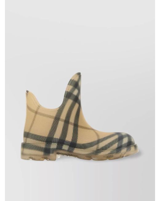 Burberry Natural Checked Rubber Ankle Boots