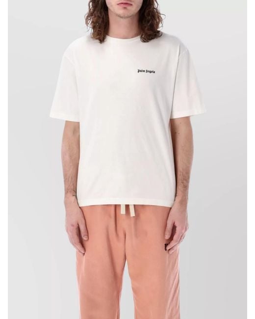 Palm Angels White Cotton Short-Sleeve T-Shirt for men