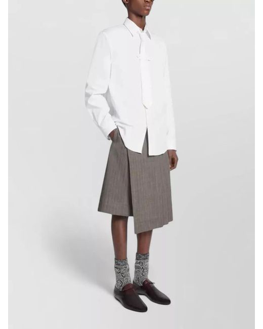 Dries Van Noten White Cotton Regular-Fit Shirt With Integrated Tie for men