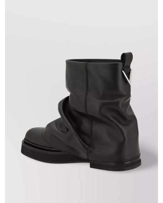 The Attico Black Leather Mini Robin Combat Ankle Boots