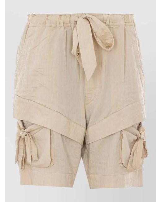 Isabel Marant Natural Viscose Blend Belted Knee-Length Shorts