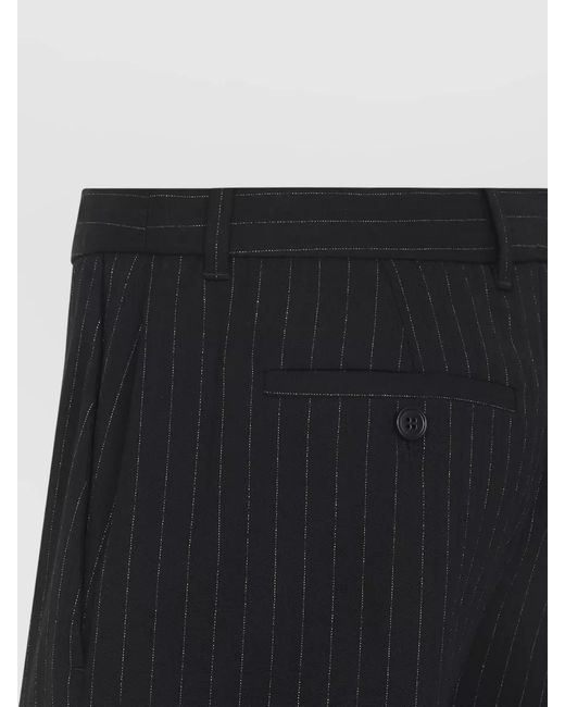 McQueen Blue Pinstripe Lurex Tailored Straight Slim Trousers