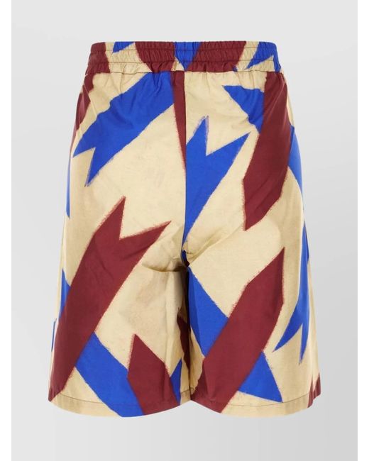Pierre Louis Mascia Blue Printed Silk Bermuda Shorts