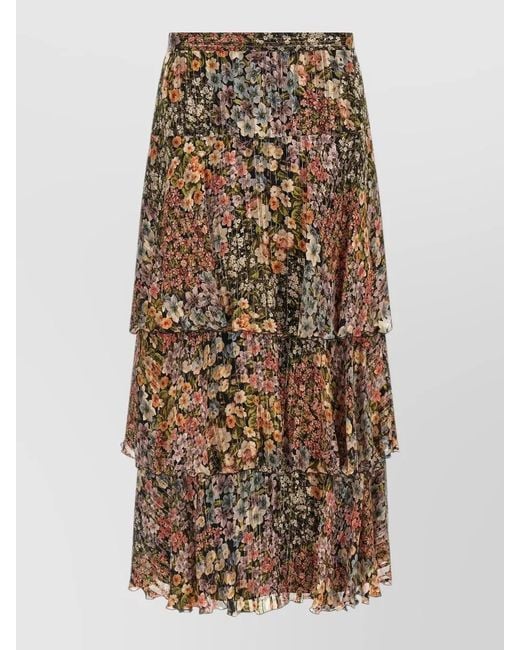 Valentino Garavani Natural Silk Pleated Skirt